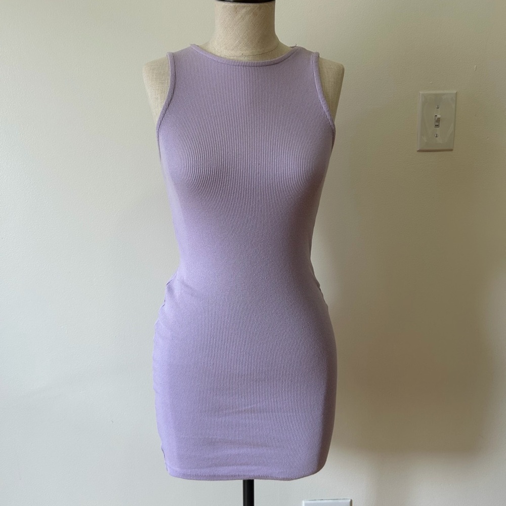 Sleeveless Ribbed Lavender Bodycon Dress